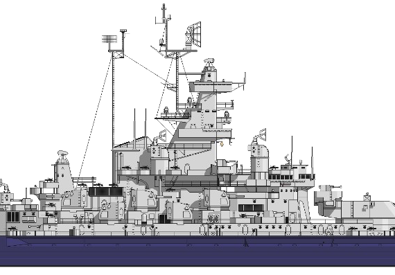 Боевой корабль USS BB-60 Alabama 1943 [Battleship] - чертежи, габариты, рисунки